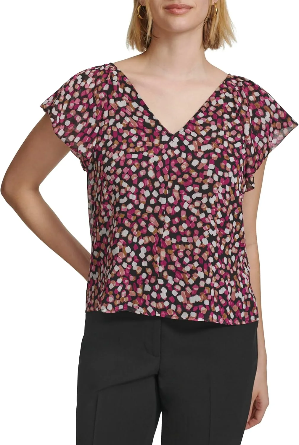 Calvin Klein Women's Ruffle Detail Sleeveless Blouse