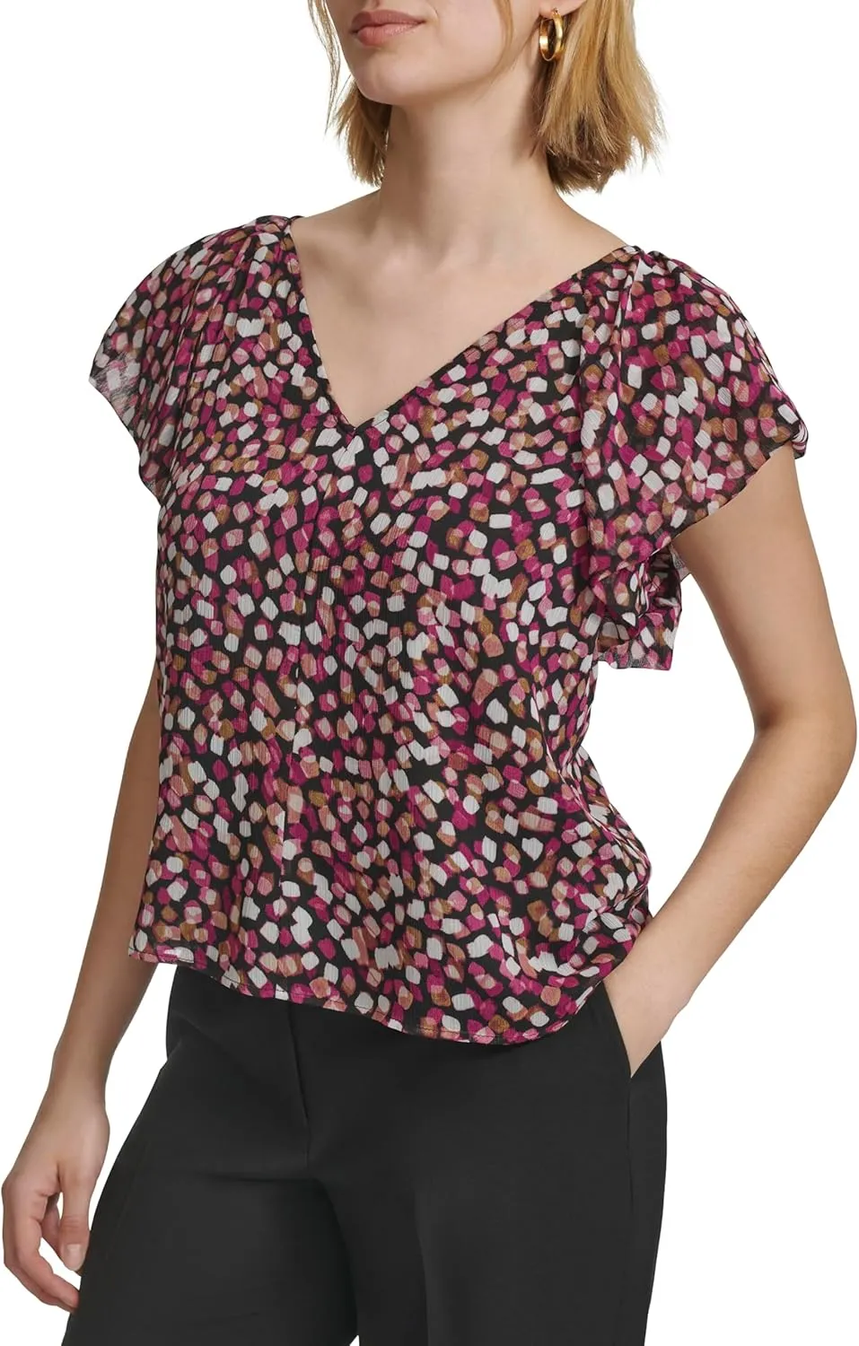 Calvin Klein Women's Ruffle Detail Sleeveless Blouse