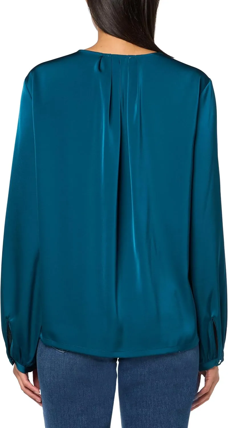 Calvin Klein Women's V-Neck Long Sleeve Blouse