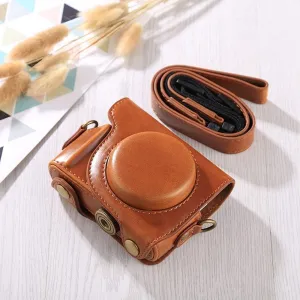 Camera Accessories Full Body Camera PU Leather Case Bag with Strap for Canon G9X / G9X II (Black) (Color : Brown)