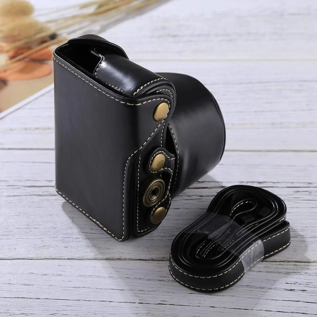 Camera Accessories Full Body Camera PU Leather Case Bag with Strap for Sony A5100 / A5000 / NEX-3N (16-50mm / 40.5mm Lens) (Color : Black)