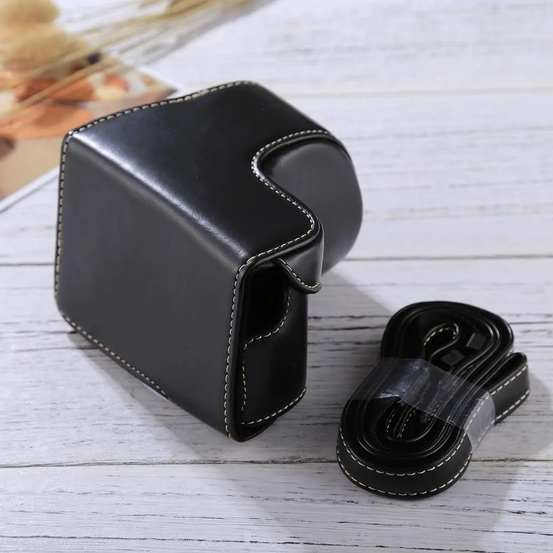 Camera Accessories Full Body Camera PU Leather Case Bag with Strap for Sony A5100 / A5000 / NEX-3N (16-50mm / 40.5mm Lens) (Color : Black)