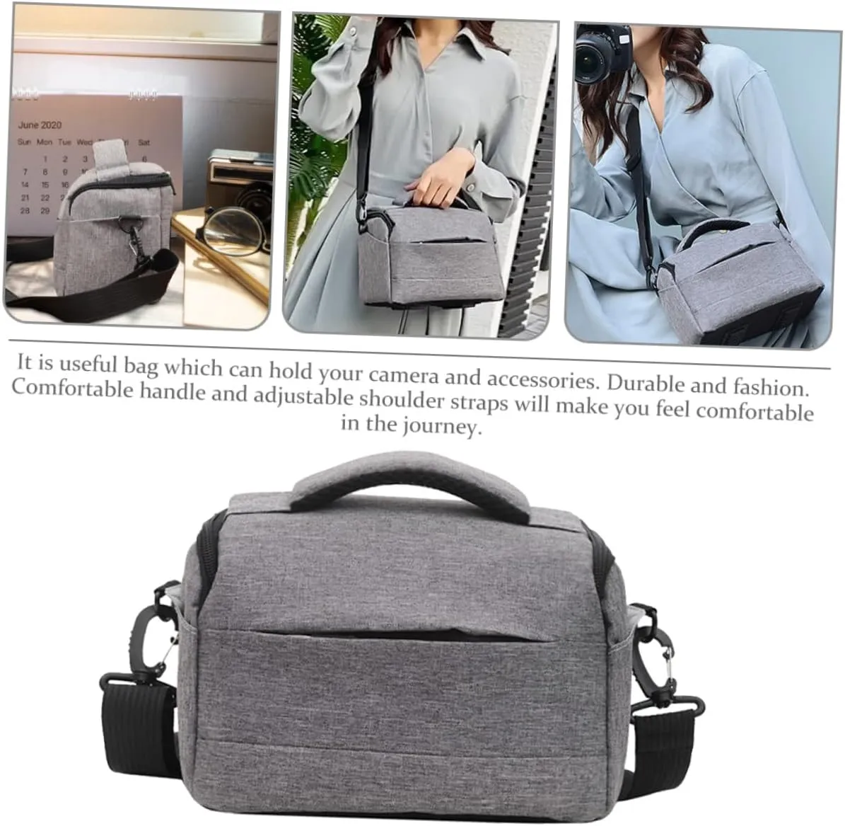Camera Carrying Bag Capacity Nylon Travel Pouch with Compartments Portable Shoulder Bag for Camera and Accessories and Durable Design