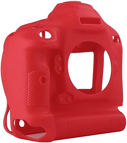 Camera Case for Canon 1DX/1DX Mark II - Protective Silicone DSLR Skin Cover, Detachable Cage, Shockproof, Dustproof (Red)