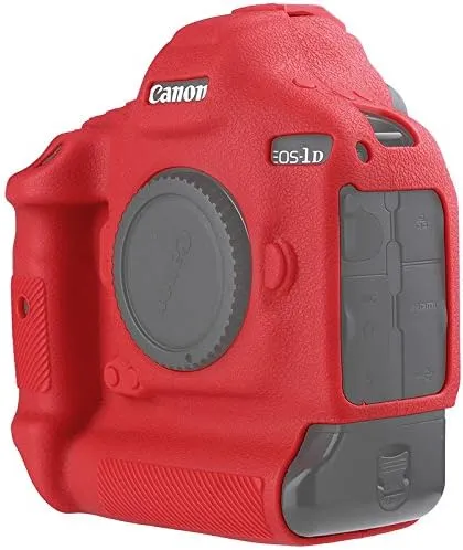 Camera Case for Canon 1DX/1DX Mark II - Protective Silicone DSLR Skin Cover, Detachable Cage, Shockproof, Dustproof (Red)