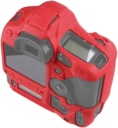 Camera Case for Canon 1DX/1DX Mark II - Protective Silicone DSLR Skin Cover, Detachable Cage, Shockproof, Dustproof (Red)