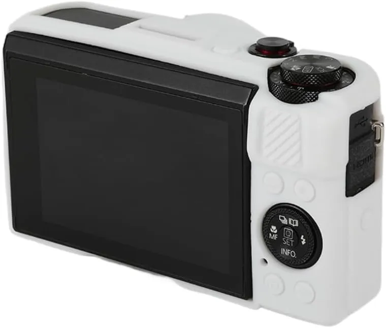 Camera Case for Canon G7X Mark II - Protective Silicone DSLR Skin Cover, Detachable Cage, Shockproof, Dustproof (White)