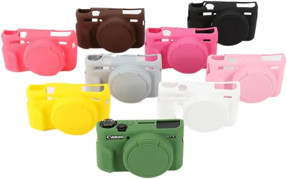 Camera Case for Canon G7X Mark II - Protective Silicone DSLR Skin Cover, Detachable Cage, Shockproof, Dustproof (White)