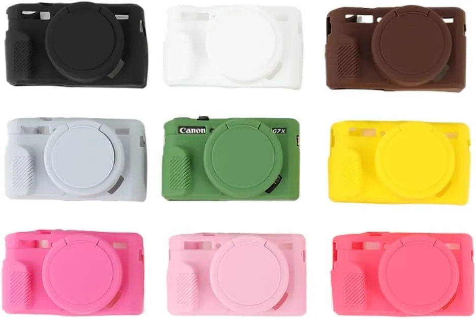Camera Case for Canon G7X Mark II - Protective Silicone DSLR Skin Cover, Detachable Cage, Shockproof, Dustproof (White)