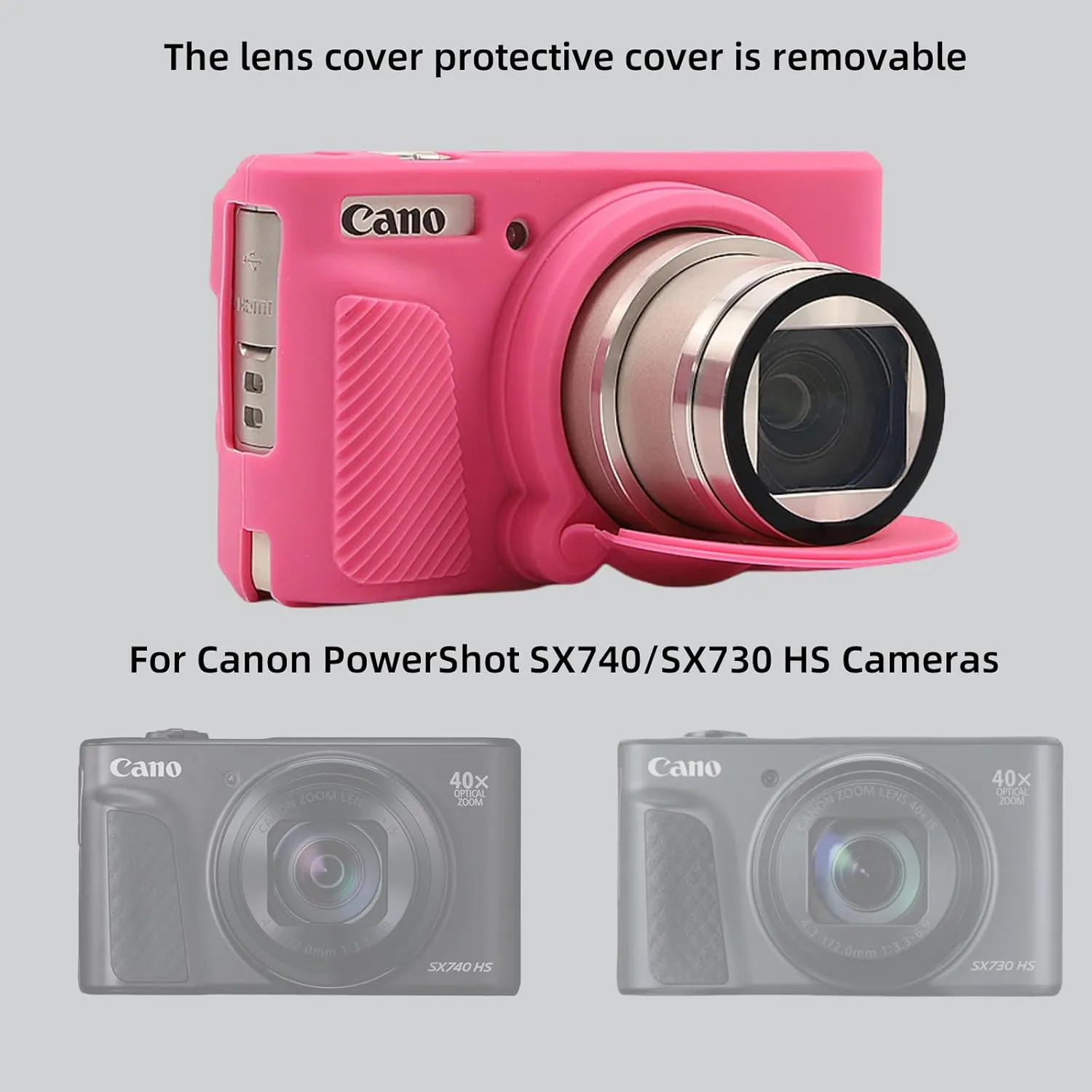 Camera Case for Canon PowerShot SX740/ SX730 Digital Camera,Soft Silicone Protective Bag Removable Lens Cover,Anti-Scratch Slim Fit Lightweight Protective Case. (Peach Red)