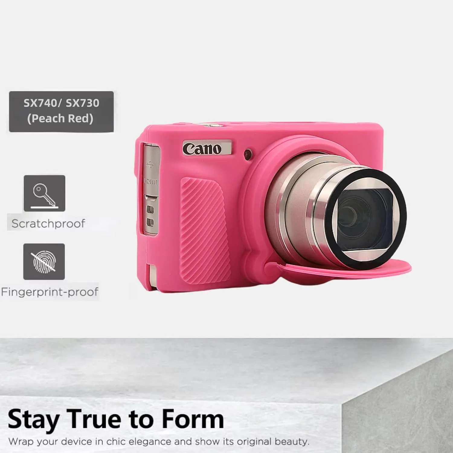 Camera Case for Canon PowerShot SX740/ SX730 Digital Camera,Soft Silicone Protective Bag Removable Lens Cover,Anti-Scratch Slim Fit Lightweight Protective Case. (Peach Red)