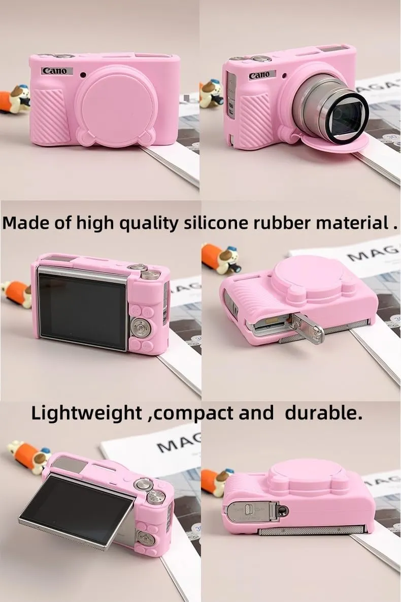 Camera Case for Canon PowerShot SX740/ SX730 Digital Camera,Soft Silicone Protective Bag Removable Lens Cover,Anti-Scratch Slim Fit Lightweight Protective Case(Pink)