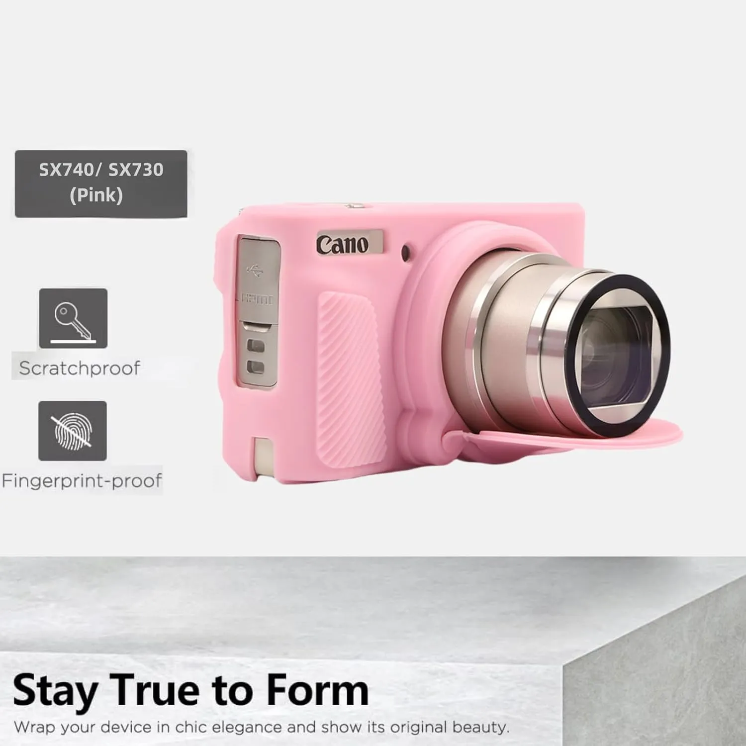 Camera Case for Canon PowerShot SX740/ SX730 Digital Camera,Soft Silicone Protective Bag Removable Lens Cover,Anti-Scratch Slim Fit Lightweight Protective Case(Pink)