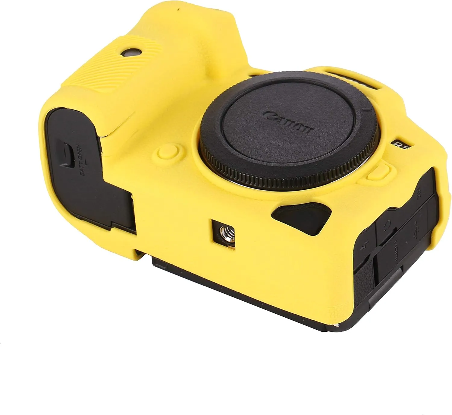 Camera Case for Canon R5 - Silicone Protective DSLR Skin Cover, Detachable Cage, Shockproof, Dustproof (Yellow)