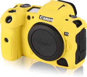 Camera Case for Canon R5 - Silicone Protective DSLR Skin Cover, Detachable Cage, Shockproof, Dustproof (Yellow)