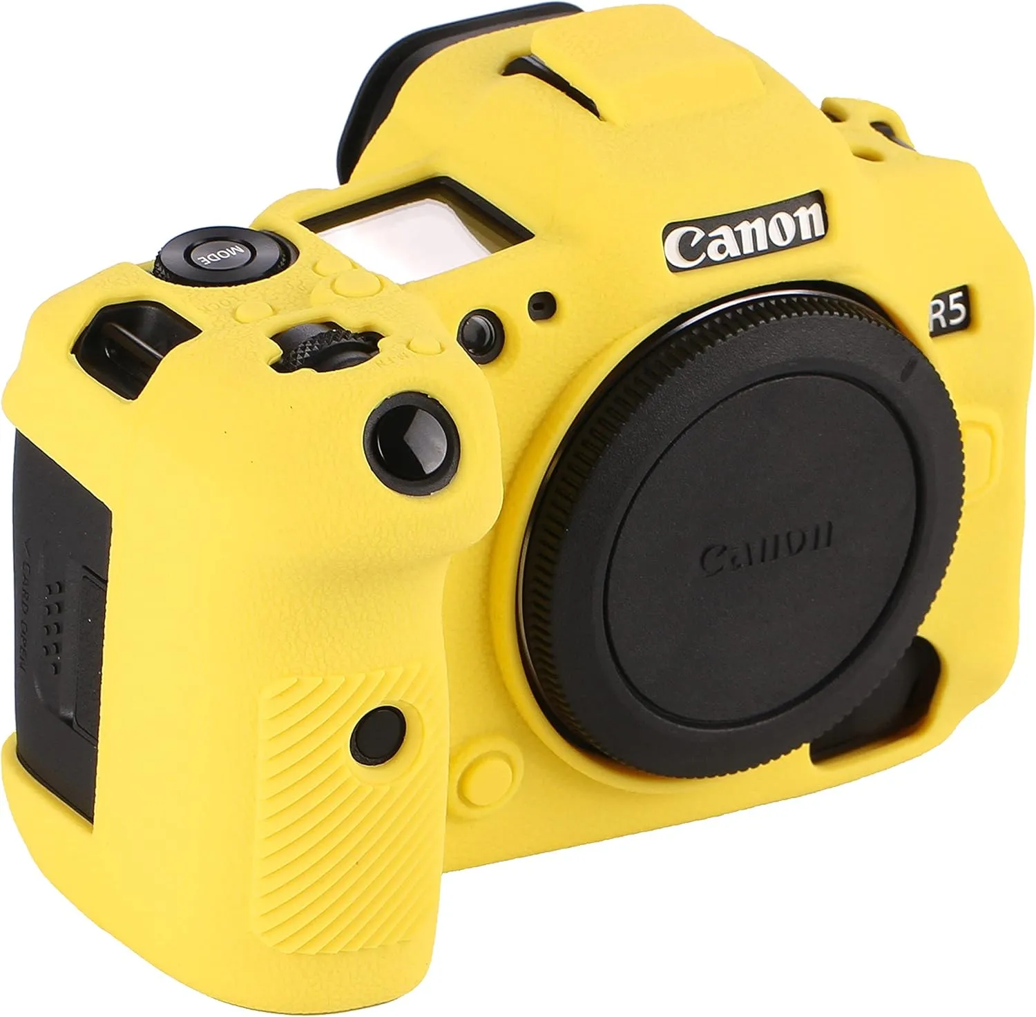 Camera Case for Canon R5 - Silicone Protective DSLR Skin Cover, Detachable Cage, Shockproof, Dustproof (Yellow)