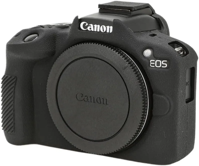 Camera Case for Canon R50 - Protective Silicone DSLR Skin Cover, Detachable Cage, Shockproof, Dustproof (Black)