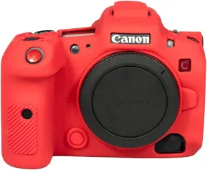 Camera Case for Canon R5C - Protective Silicone DSLR Skin Cover, Detachable Cage, Shockproof, Dustproof (Red)