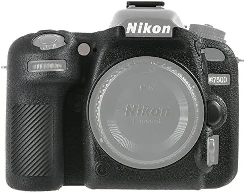 Camera Case for Nikon D7500 - Silicone Protective DSLR Skin Cover, Detachable Cage, Shockproof, Dustproof (Black)