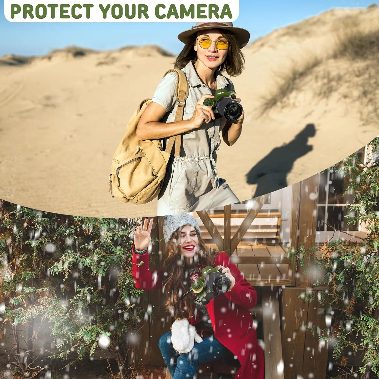 Camera Case for Nikon Z8 - Protective Silicone DSLR Skin Cover, Detachable Cage, Shockproof, Dustproof (Army Green)