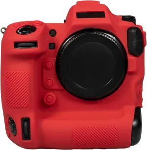 Camera Case for Nikon Z9 - Protective Silicone DSLR Skin Cover, Detachable Cage, Shockproof, Dustproof (Red)