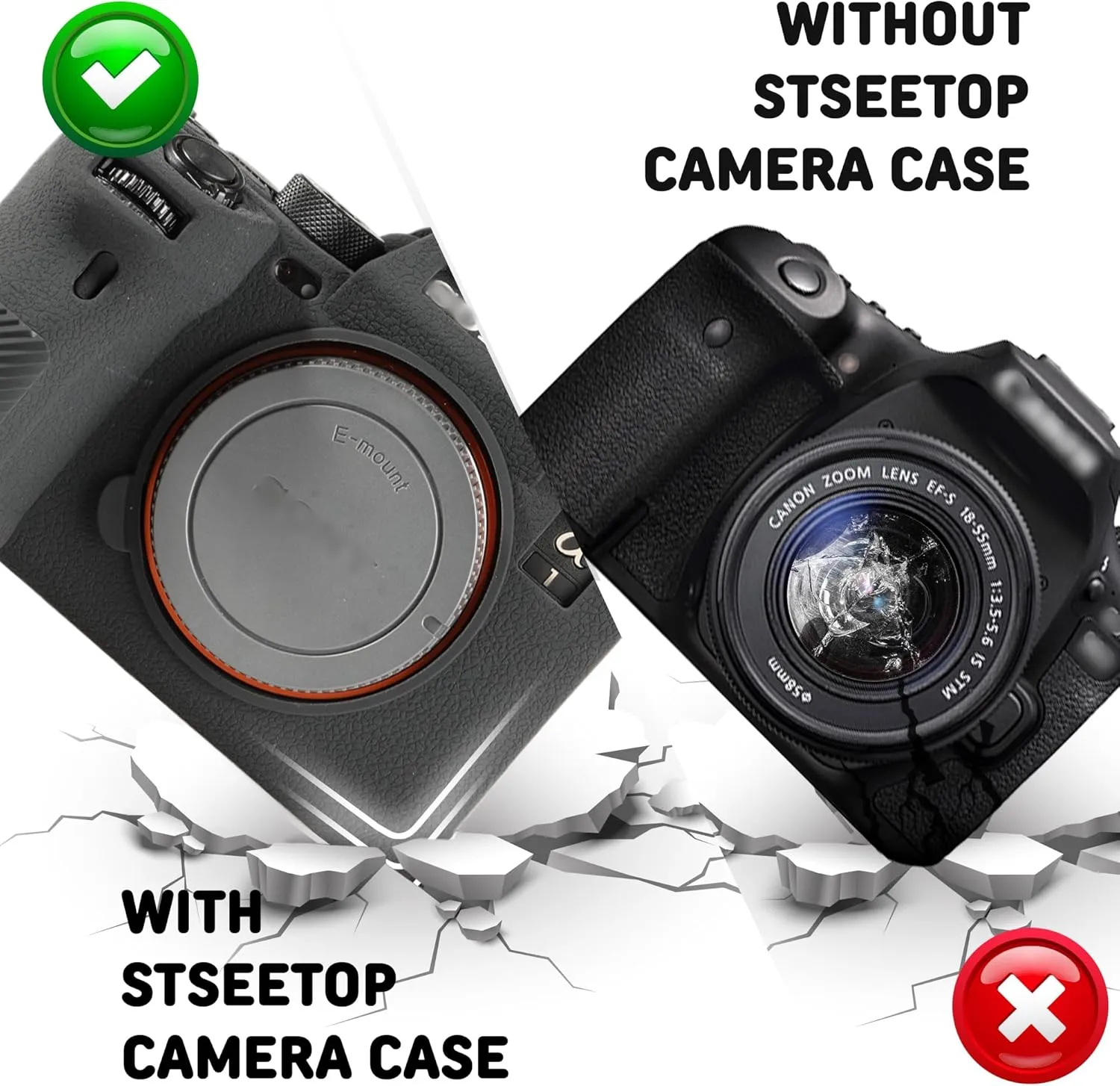 Camera Case for Sony A1 - Protective Silicone DSLR Skin Cover, Detachable Cage, Shockproof, Dustproof (Black)