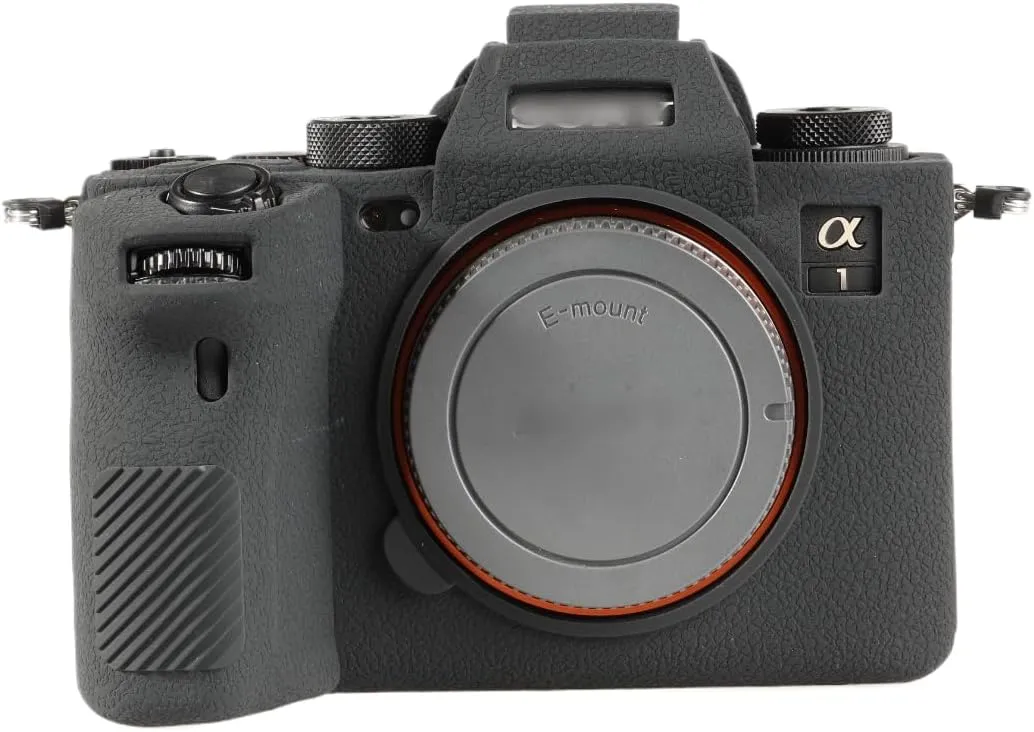 Camera Case for Sony A1 - Protective Silicone DSLR Skin Cover, Detachable Cage, Shockproof, Dustproof (Black)