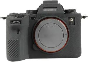 Camera Case for Sony A1 - Protective Silicone DSLR Skin Cover, Detachable Cage, Shockproof, Dustproof (Black)