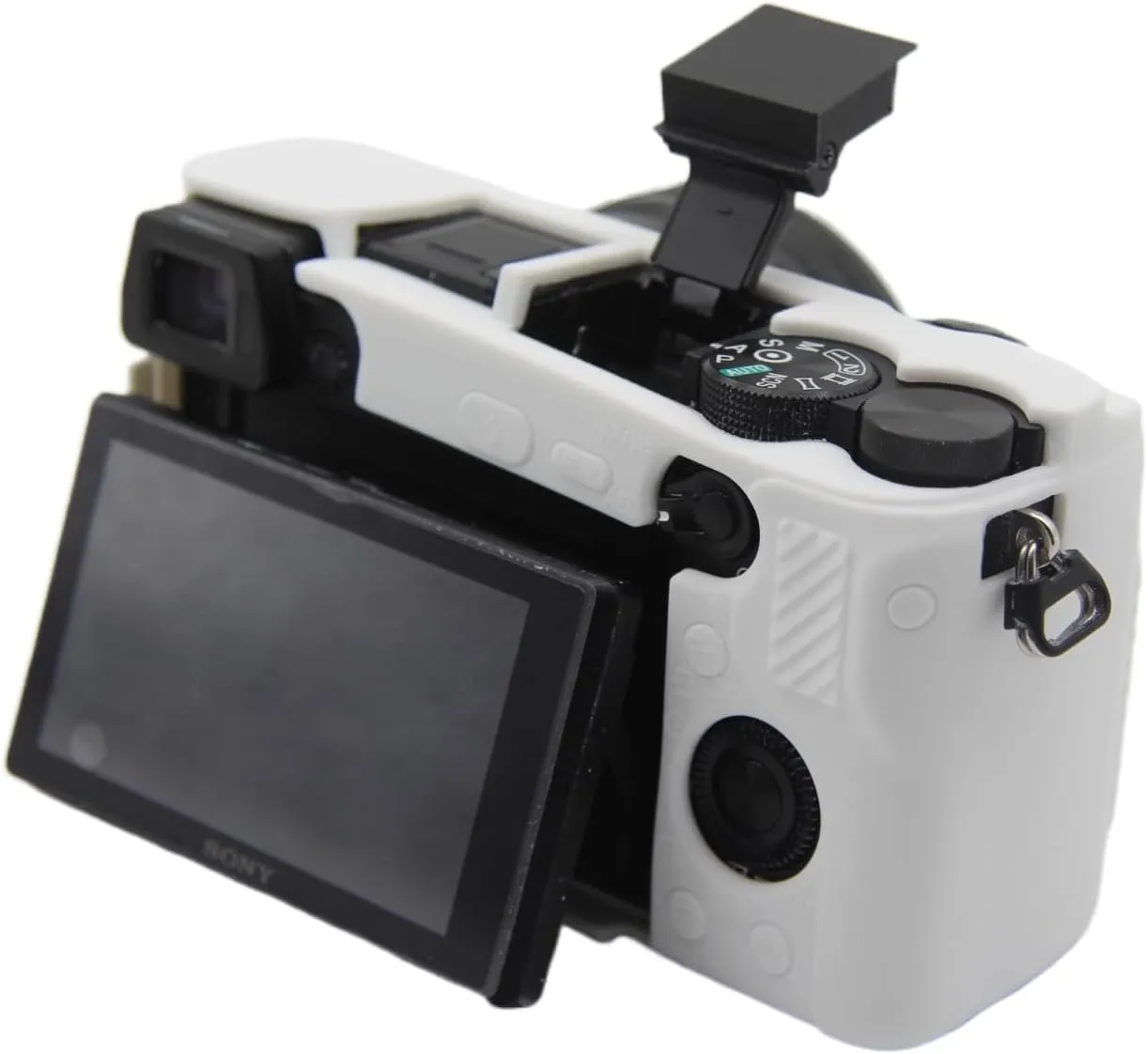 Camera Case for Sony A6300 A6400 - Protective Silicone DSLR Skin Cover, Detachable Cage, Shockproof, Dustproof (White)