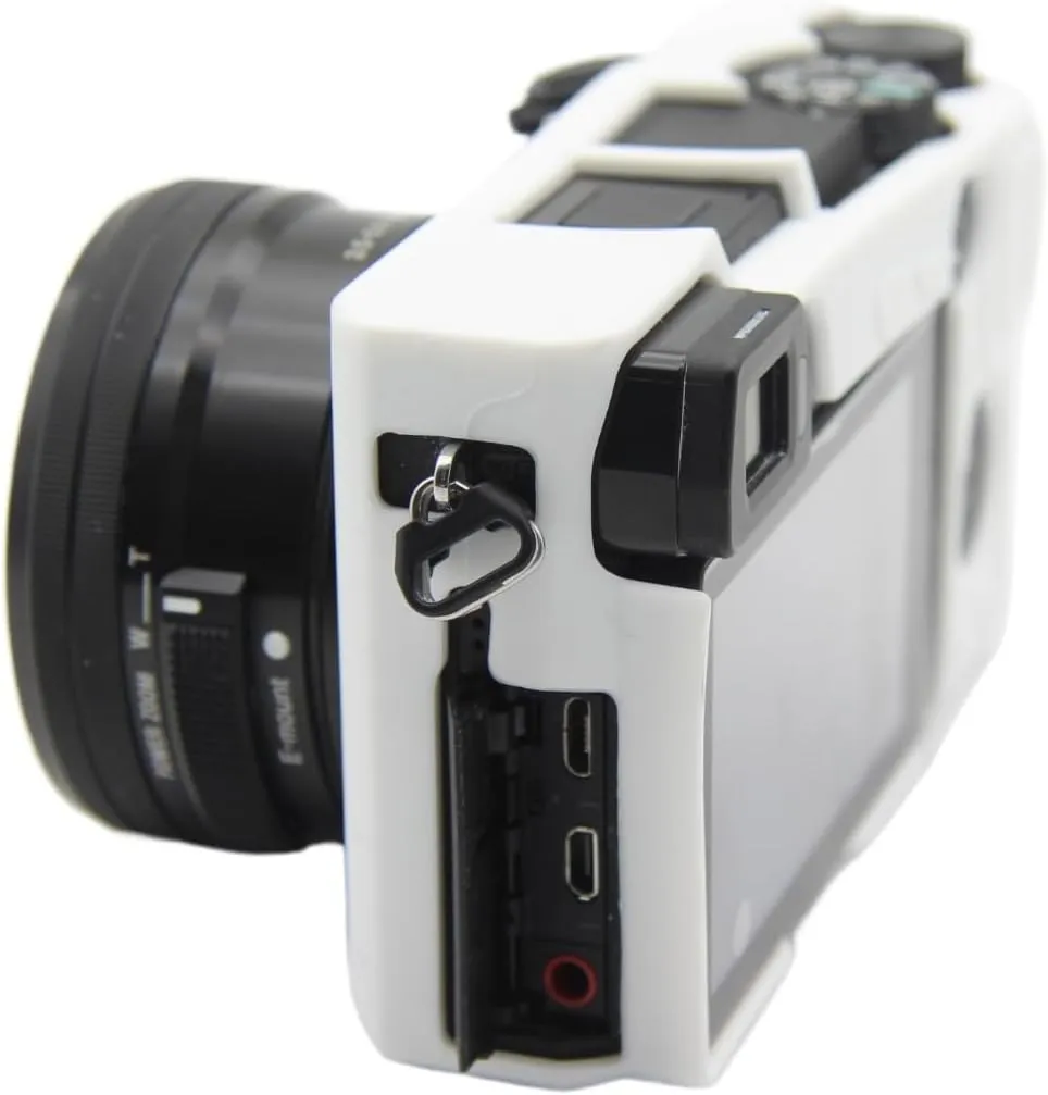 Camera Case for Sony A6300 A6400 - Protective Silicone DSLR Skin Cover, Detachable Cage, Shockproof, Dustproof (White)