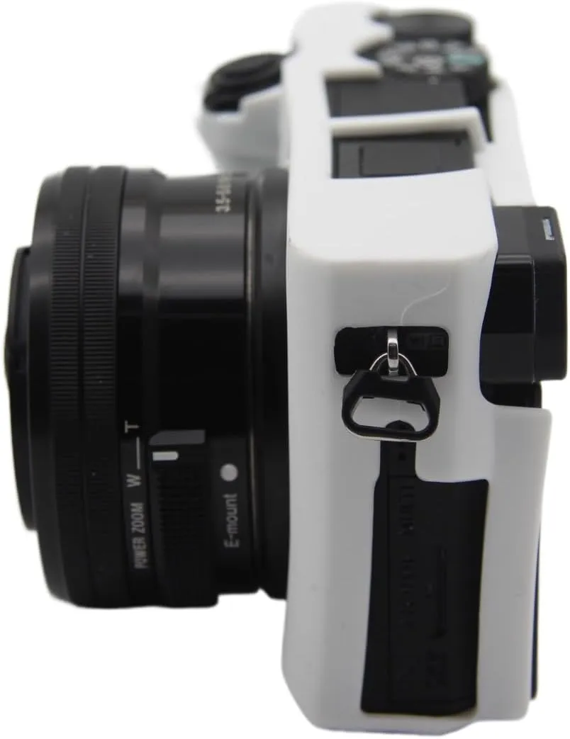 Camera Case for Sony A6300 A6400 - Protective Silicone DSLR Skin Cover, Detachable Cage, Shockproof, Dustproof (White)