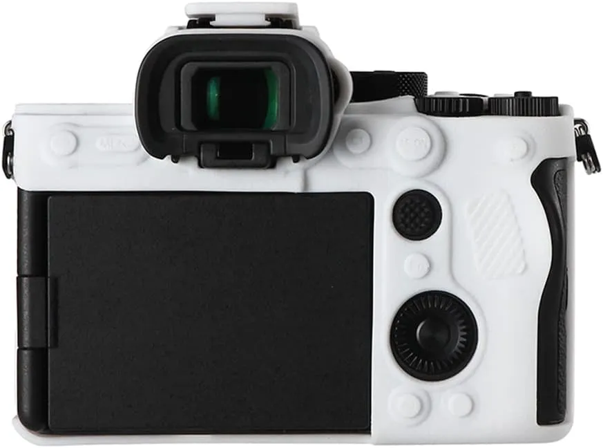 Camera Case for Sony A74 A7M4 A7IV- Protective Silicone DSLR Skin Cover, Detachable Cage, Shockproof, Dustproof (White)