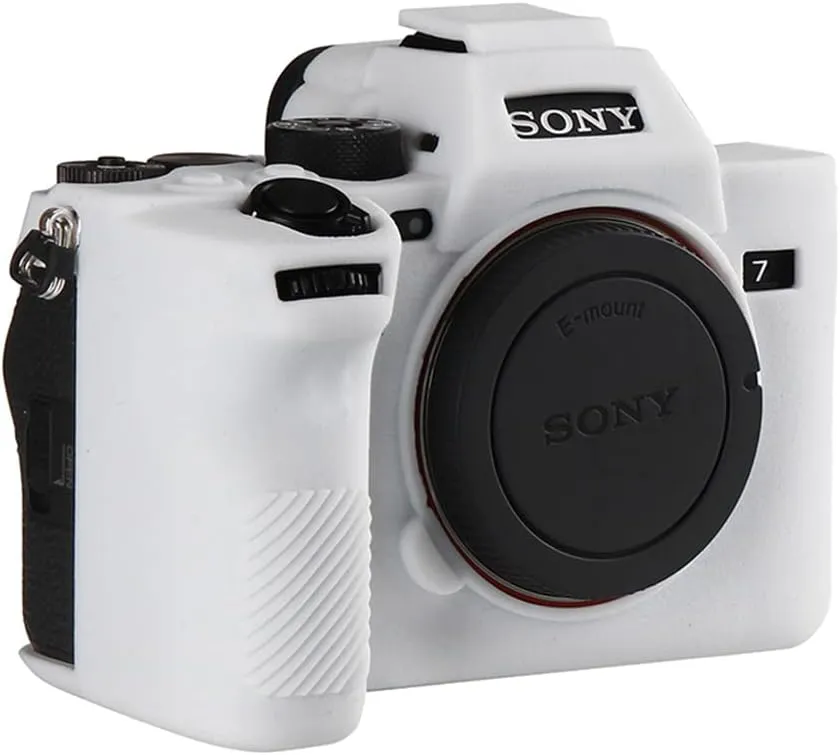 Camera Case for Sony A74 A7M4 A7IV- Protective Silicone DSLR Skin Cover, Detachable Cage, Shockproof, Dustproof (White)