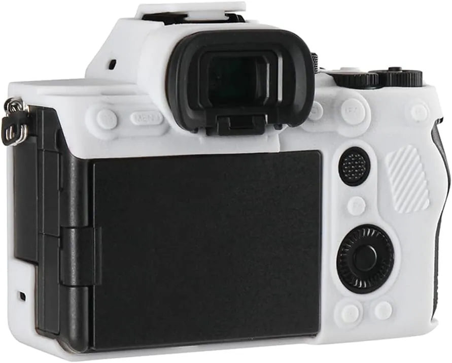 Camera Case for Sony A74 A7M4 A7IV- Protective Silicone DSLR Skin Cover, Detachable Cage, Shockproof, Dustproof (White)