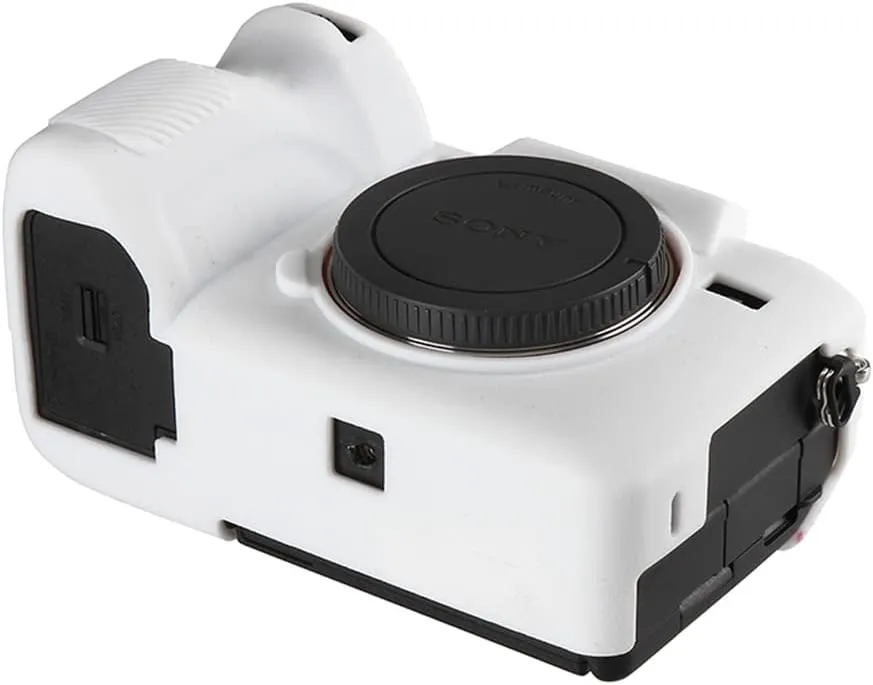 Camera Case for Sony A74 A7M4 A7IV- Protective Silicone DSLR Skin Cover, Detachable Cage, Shockproof, Dustproof (White)