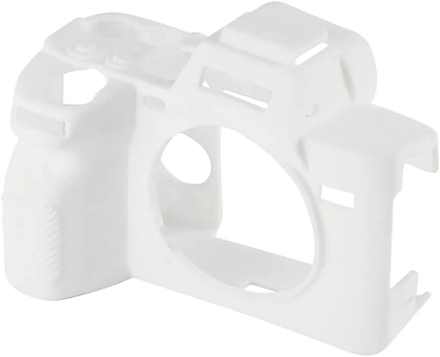 Camera Case for Sony A74 A7M4 A7IV- Protective Silicone DSLR Skin Cover, Detachable Cage, Shockproof, Dustproof (White)