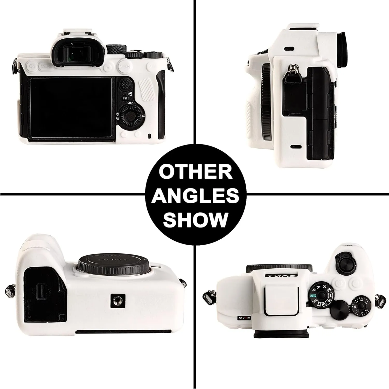 Camera Case for Sony A7RIV A7R4 - Protective Silicone DSLR Skin Cover, Detachable Cage, Shockproof, Dustproof (White)
