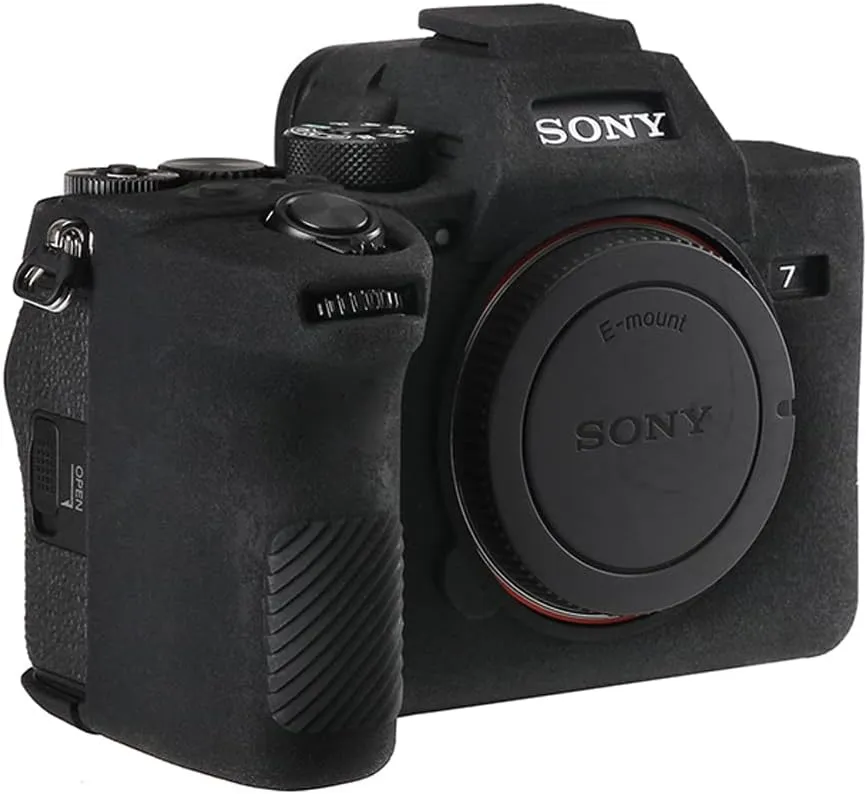 Camera Case for Sony A7RV A7R5- Protective Silicone DSLR Skin Cover, Detachable Cage, Shockproof, Dustproof (Black)