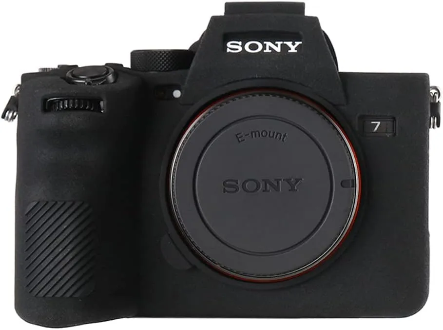 Camera Case for Sony A7RV A7R5- Protective Silicone DSLR Skin Cover, Detachable Cage, Shockproof, Dustproof (Black)