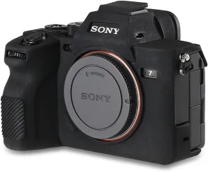 Camera Case for Sony A7RV A7R5- Protective Silicone DSLR Skin Cover, Detachable Cage, Shockproof, Dustproof (Black)