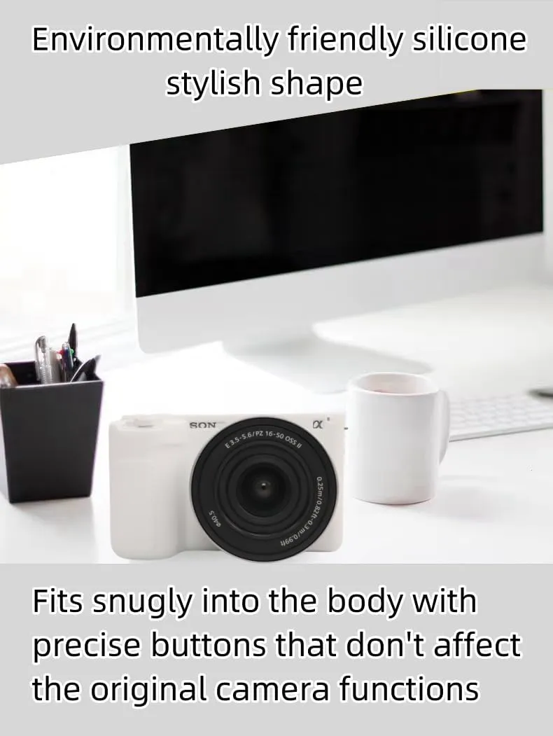 Camera Case for Sony ZV-E10 II/ZV-E10M2 Digital Camera,ZV-E10 II Soft Silicone Protective Bag,Anti-Scratch Slim Fit Soft Sleeve with ZV-E10 II Screen Protector and Strap Wrist. (White)
