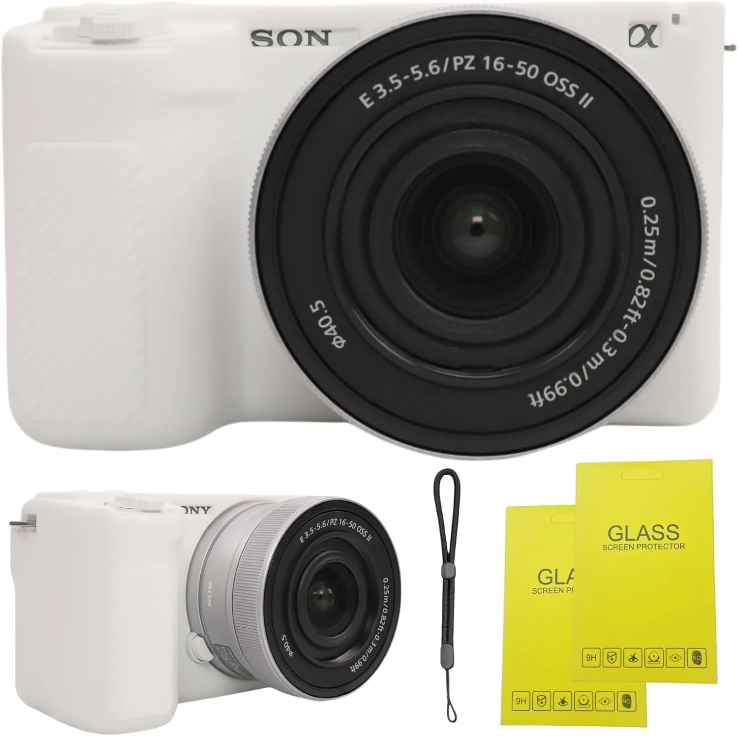 Camera Case for Sony ZV-E10 II/ZV-E10M2 Digital Camera,ZV-E10 II Soft Silicone Protective Bag,Anti-Scratch Slim Fit Soft Sleeve with ZV-E10 II Screen Protector and Strap Wrist. (White)