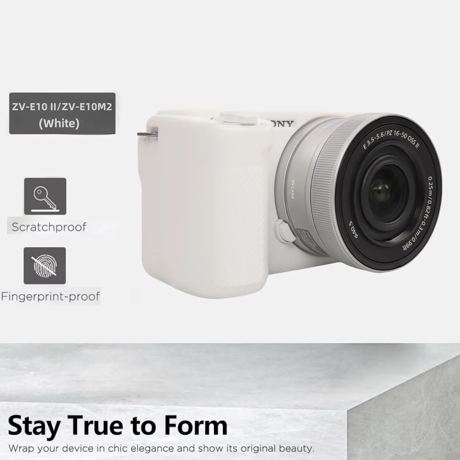 Camera Case for Sony ZV-E10 II/ZV-E10M2 Digital Camera,ZV-E10 II Soft Silicone Protective Bag,Anti-Scratch Slim Fit Soft Sleeve with ZV-E10 II Screen Protector and Strap Wrist. (White)