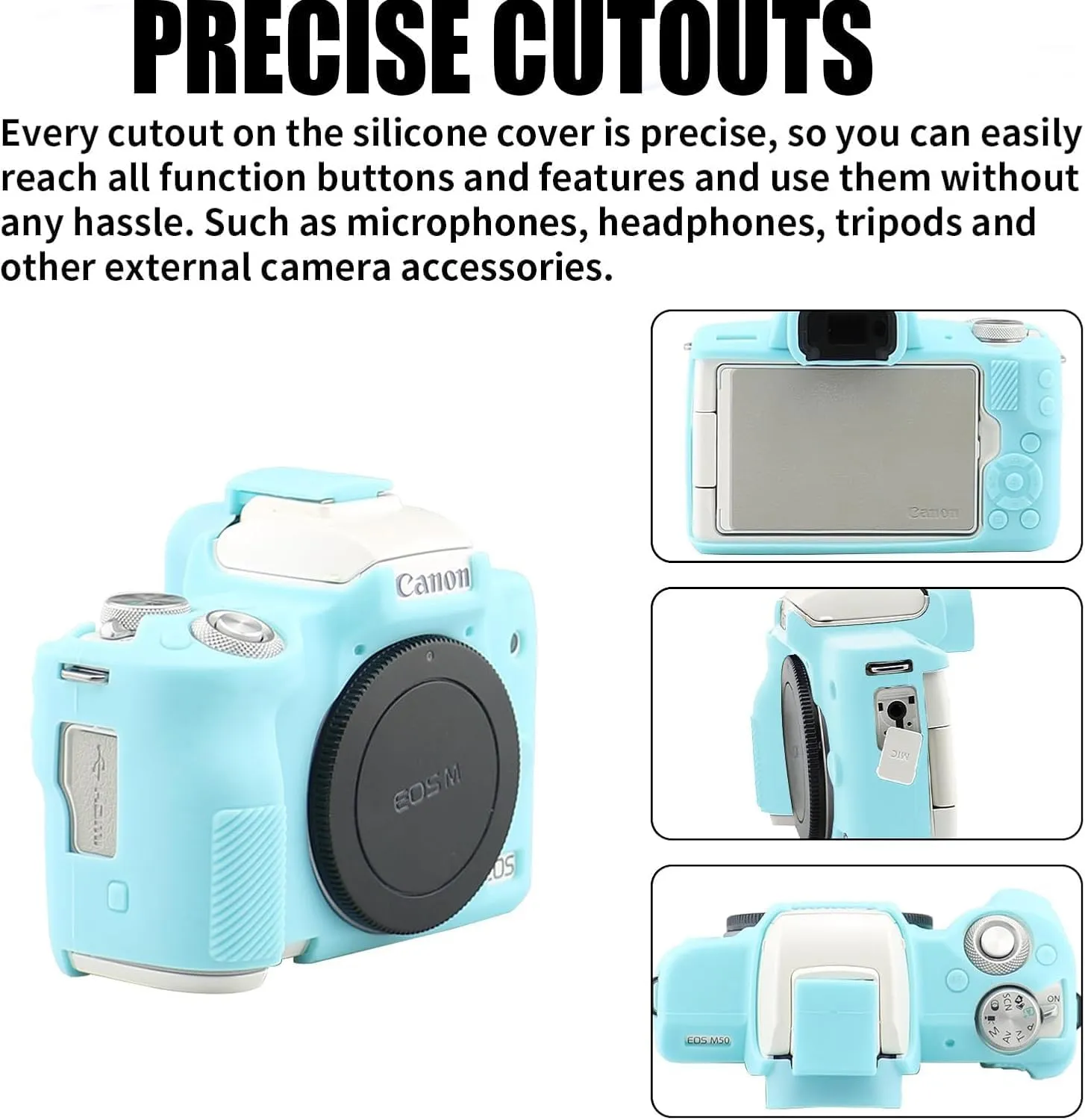 Camera case is Compatible with Canon EOS M50/M50 Mark II Digital Camera, Scratch-Resistant Soft Silicone case, Body Skin Protection Cover (Blue)