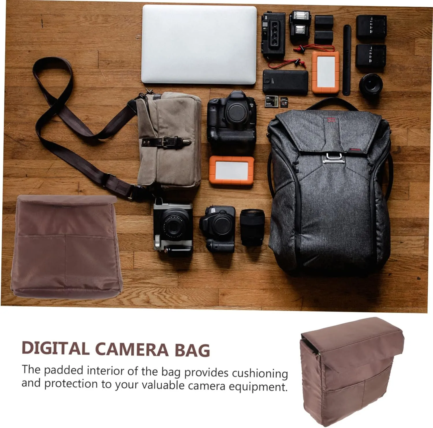 Camera Insert Bag for Backpack Portable Protective Case with Multi Compartments for Accessories for DSLR and Mirrorless Cameras Durable Design for and Maintenance