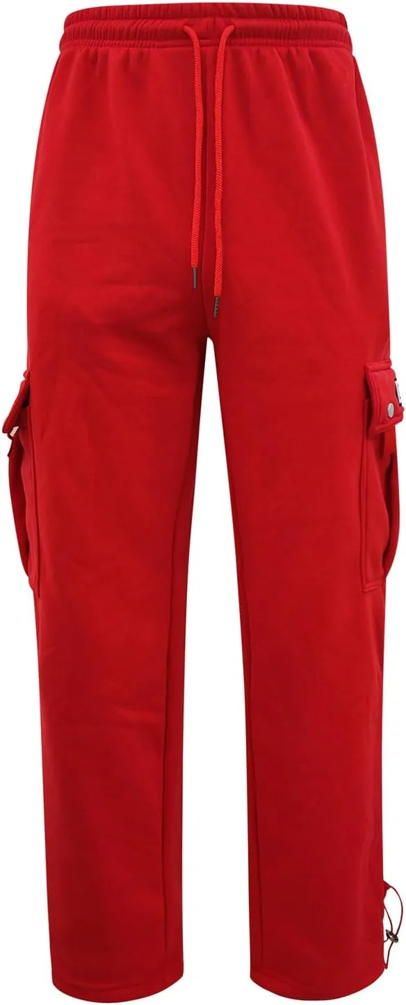 Cargo Sweatpants for Men Drawstring Baggy Elastic Work Hiking Pants Straight Loose Fit Outdoor Joggers with Pockets