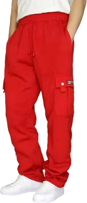 Cargo Sweatpants for Men Drawstring Baggy Elastic Work Hiking Pants Straight Loose Fit Outdoor Joggers with Pockets