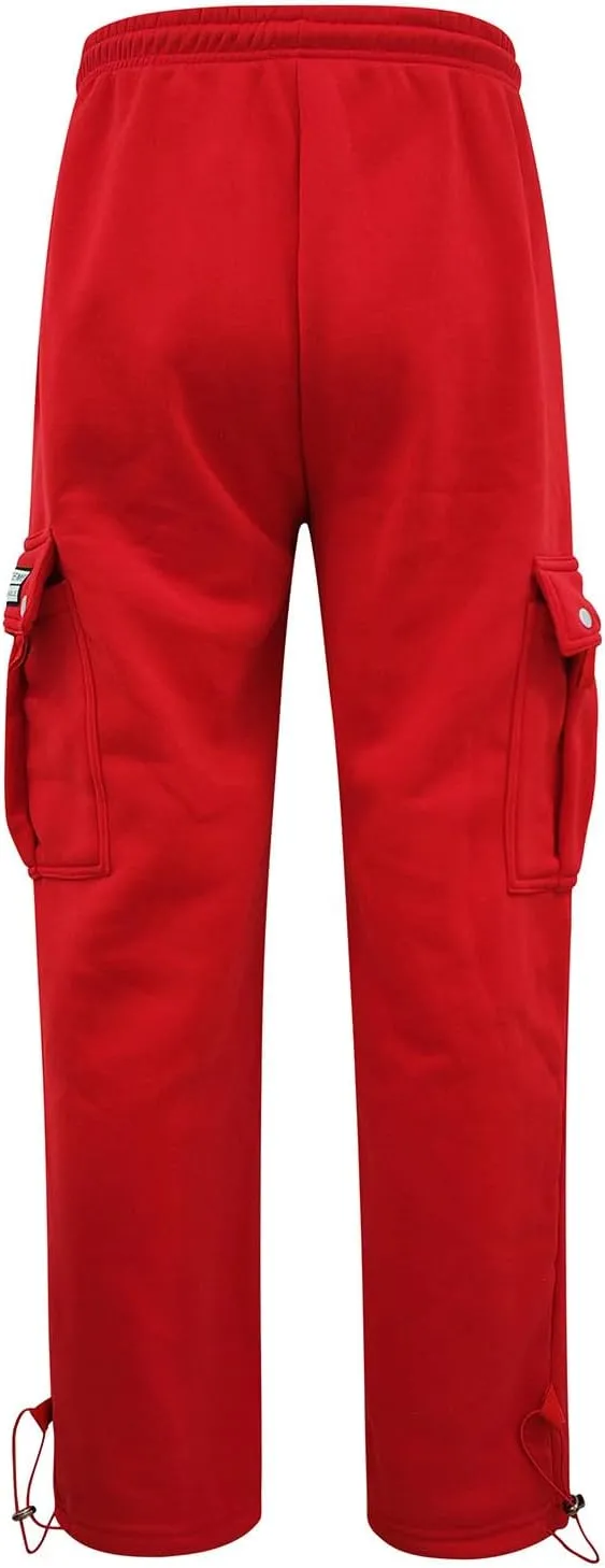 Cargo Sweatpants for Men Drawstring Baggy Elastic Work Hiking Pants Straight Loose Fit Outdoor Joggers with Pockets