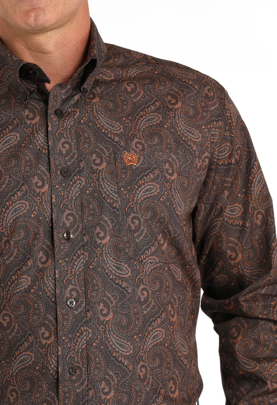 Cinch Men's Brown Paisley Print Button Long Sleeve Western Shirt MTW1105819 MTW105819X