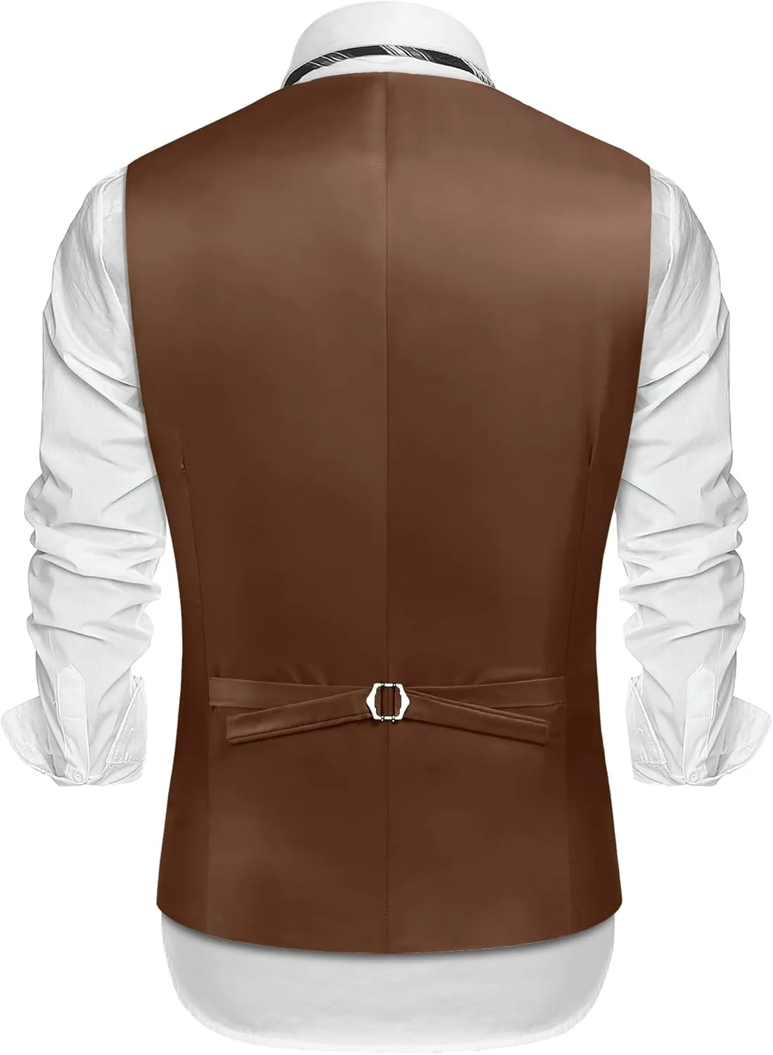 COOFANDY Men's Suede Leather Vest Layered Style Dress Vest Waistcoat